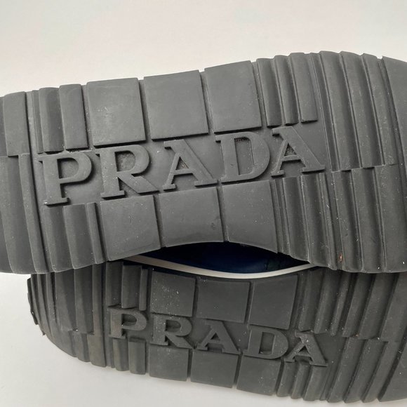 Prada Vit Montana Calf Leather Platform Wing Tip Brogues, Black/Navy, Size 11 - Picture 11 of 16